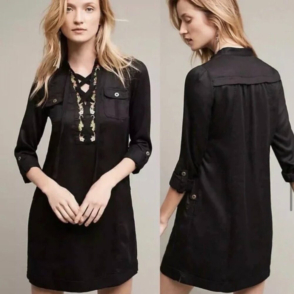 Holding Horses x Anthropologie Imogen Embroidered Shirtdress In Black - Sz 2